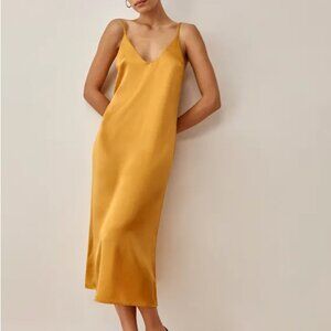 Reformation Sofia Silk Dress Ochre - Size 4 N